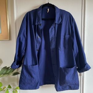 Blue / indigo blue French chore coat, vintage, size M/L for women, S/M men